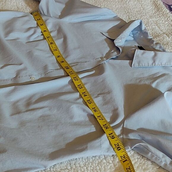 APT 9 ESSENTIALS Womens Light Blue Pinstripe Button Down Shirt Size 16 - Picture 10 of 11